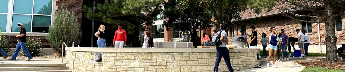 Student on the campus lawn