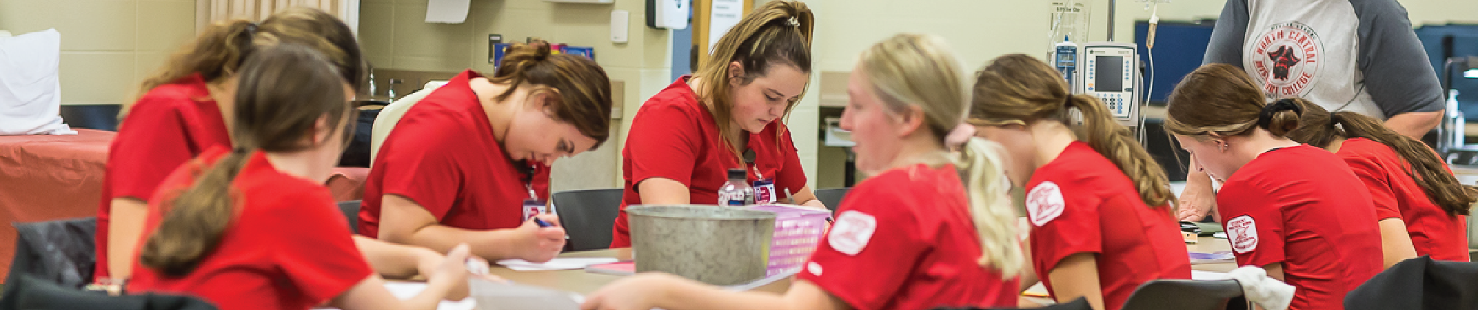 Nursing students studying