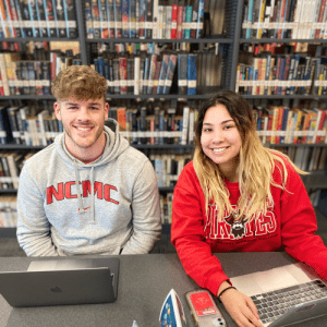 Two students in focus